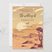 Woestijnlandschap retro terracotta bruiloft kaart (Voorkant)