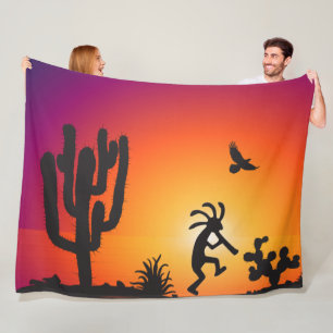 Woestijnlandschap Silhouette Kokopelli Fleece Deken
