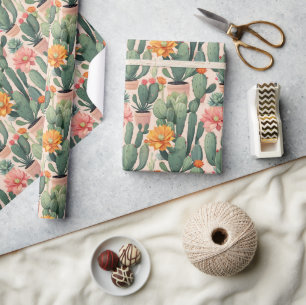 Woestijnoase - Cactus, succulent en bloem Cadeaupapier