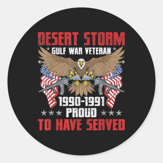 Woestijnoorlog in het Storm Veteraan Pride Perzisc Ronde Sticker (Voorkant)