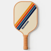 Woestijnretro regenboog gestreept met naam pickleball paddle (Voorkant)