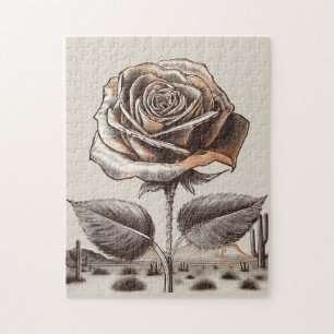 Woestijnroos, Vintage Botanische Bloem Legpuzzel