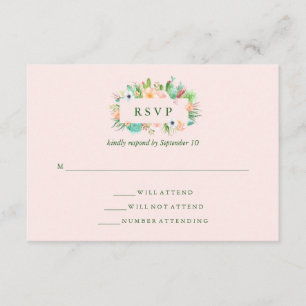Woestijnroze succulente bruiloft RSVP Kaartje