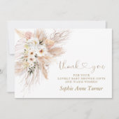 Woestijnrozen Pampas Gras Baby Shower Calligrafie Bedankkaart (Voorkant)