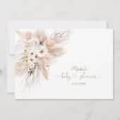 Woestijnrozen Pampas Gras Baby Shower Calligrafie Bedankkaart (Achterkant)