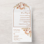 Woestijns Arch Boho Pampas Grass Terracotta Weddin All In One Uitnodiging (Binnen)