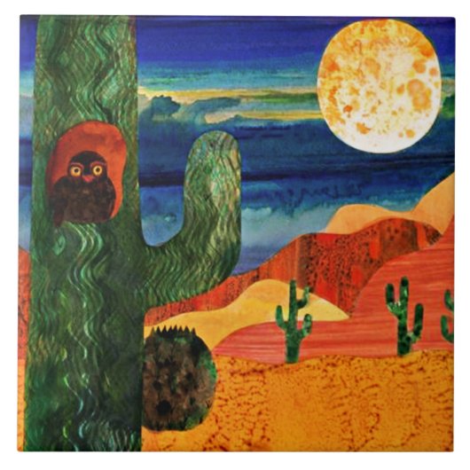 Woestijns Owl Tegeltje (Voorkant)