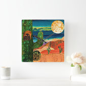 Woestijns Owl Vierkante Klok (Huis)