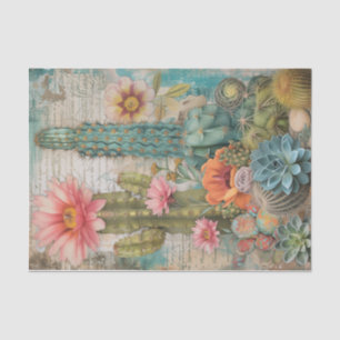 Woestijnsucculenten bloeiende cactussen decoupage tissuepapier