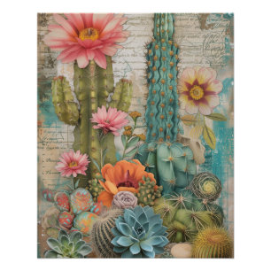 Woestijnsucculenten bloeiende cactussen perfect poster