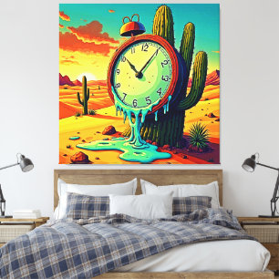 Woestijntijd smelt klok weg canvas afdruk