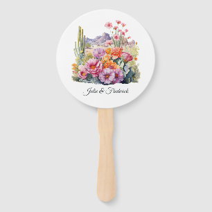 Woestijntinten Bloemen Bruiloft Handwaaier