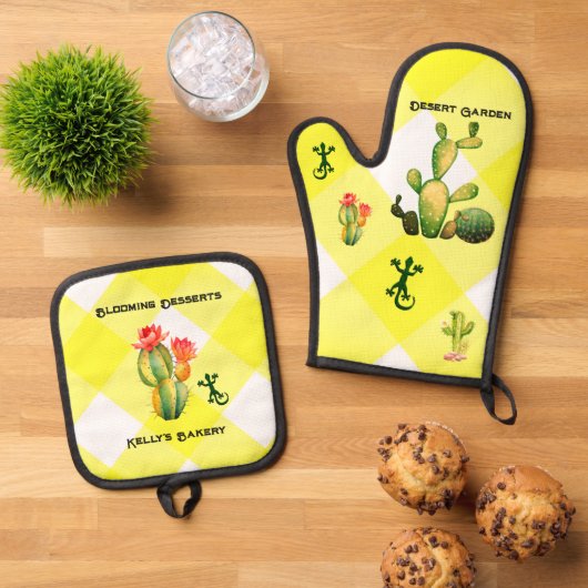 woestijntuin ovenwant & pannenlap set (Top down)