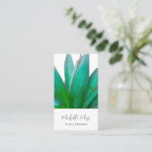 Woestijntuin Succulent Elegant Script Visitekaartje (Staand voorkant)
