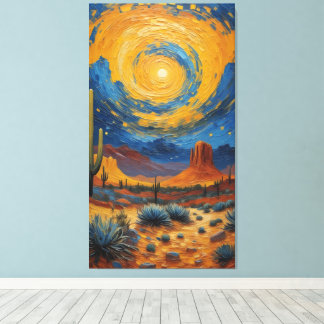 Woestijnwervelwind: Een Sterrennacht boven Monumen Canvas Afdruk