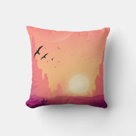 Woestijnzonsondergangscène met vogels - Natuur Lan Kussen