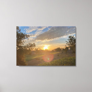 Woestijnzonsopgang boven de golfbaan van Las Vegas Canvas Afdruk