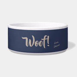 Wof Cute Tan Text Navy Blue Specialized Pet Voerbakje