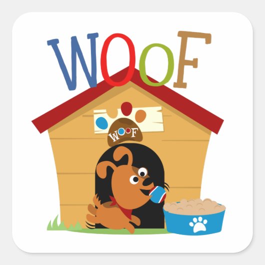 Wof Dog Vierkante Sticker (Voorkant)