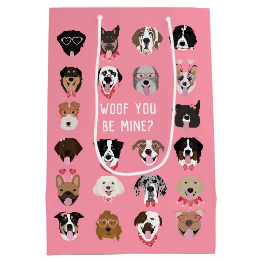 Wof jij een mijne hond-gezichtspatroon bent medium cadeauzakje (Achterkant)