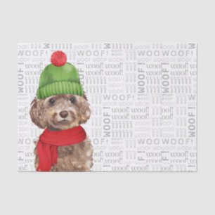 Wof Word Art en Kerstman Cockapo Santa Dog Tissuepapier