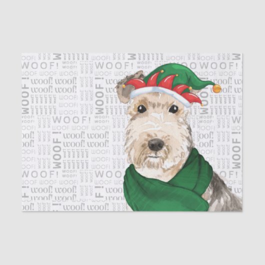 Wof Word Art en Lakeland Terrier Dog Kerstmis Tissuepapier (Voorkant)