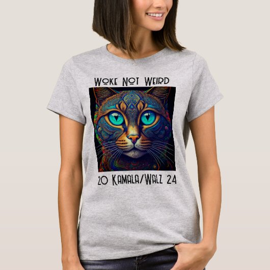 Woke Niet Vreemd Kamala Kat T-shirt (Voorkant)