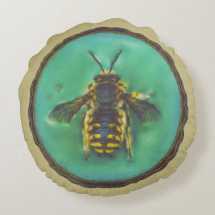 Wol Carder Bee Rond Kussen