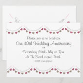 Wol hart slingers 40e Robijnen Huwelijksjubileum Kaart (Voorkant / Achterkant)