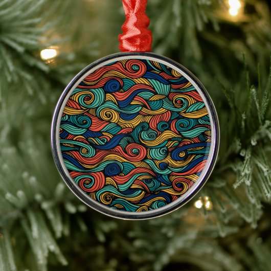 Wol Topped paisley Metalen Ornament (Boom)