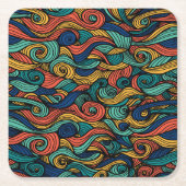 Wol Topped paisley Vierkante Kartonnen Onderzetter (Voorkant)