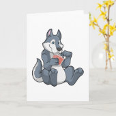 Wolf aan het pokeren met pokerkaarten kaart (Gele Bloem)