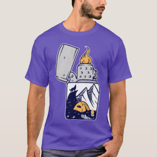 Wolf Aansteker Nacht Kamperen Wandelaar Vuur vrien T-shirt