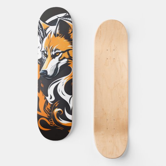 Wolf, Abstracte kunst. Skateboard (Voorkant)