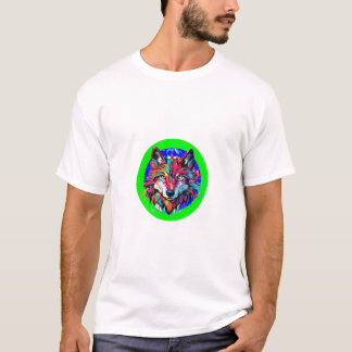 Wolf, Abstracte Technicolor Wolf Burst T-shirt