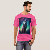Wolf Alaska Noorderlicht Aurora Borealis T-shirt (Voorkant volledig)