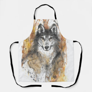 Wolf All-Over Print Apron Schort