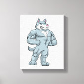 Wolf als Bodybuilder extreem Canvas Afdruk (Voorkant)