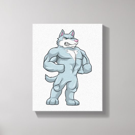 Wolf als Bodybuilder extreem Canvas Afdruk (Voorkant)