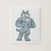 Wolf als Bodybuilder extreem Legpuzzel (Verticaal)
