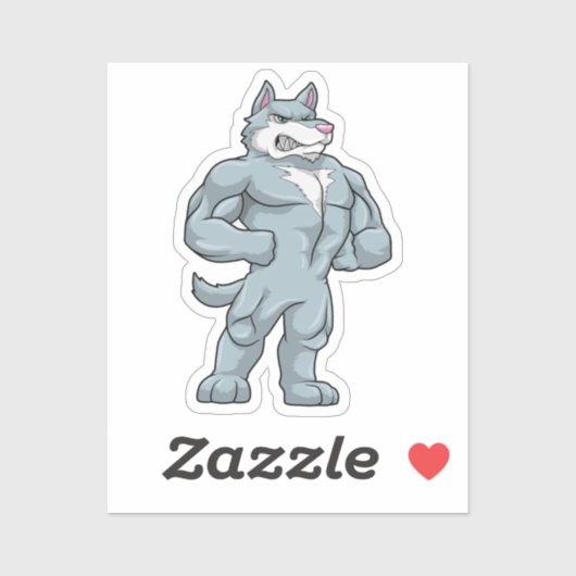 Wolf als Bodybuilder extreem Sticker (Vel)