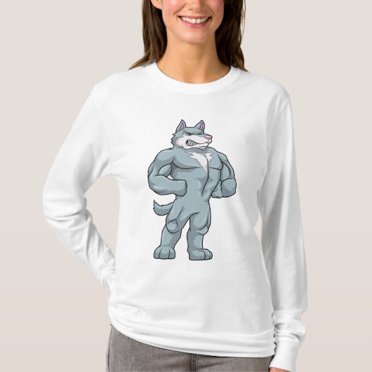 Wolf als Bodybuilder extreem T-shirt (Voorkant)
