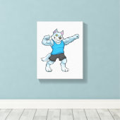 Wolf als Bodybuilder met grote bovenarmen Canvas Afdruk (Insitu (Houten vloer))