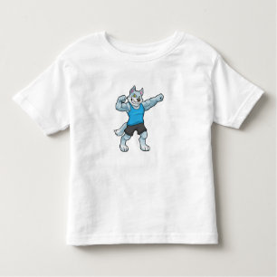 Wolf als Bodybuilder met grote bovenarmen Kinder Shirts