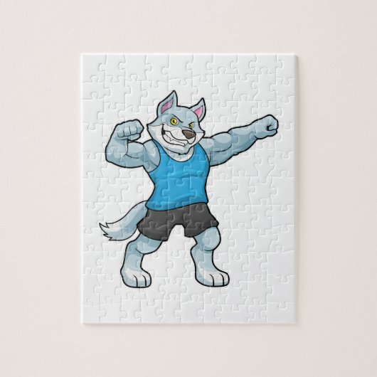 Wolf als Bodybuilder met grote bovenarmen Legpuzzel (Verticaal)
