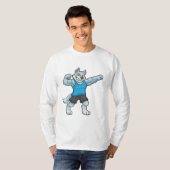 Wolf als Bodybuilder met grote bovenarmen T-shirt (Voorkant volledig)