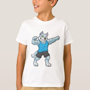 Wolf als Bodybuilder met grote bovenarmen T-shirt