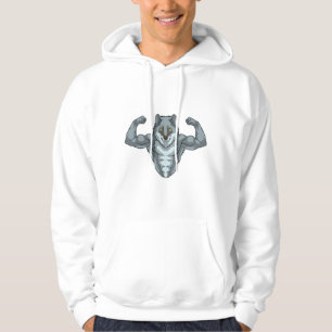 Wolf als Bodybuilder met grote moerassen Hoodie