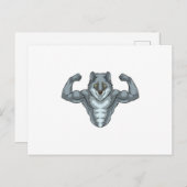 Wolf als bodybuilder met grote spieren briefkaart (Voorkant / Achterkant)