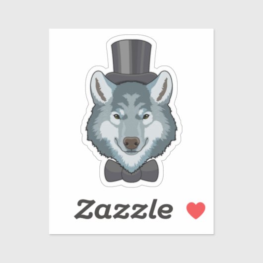 Wolf als bruidegom met strik sticker (Vel)